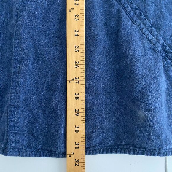 FLAX Linen Tunic Size 3G 3X Lagenlook Blue Long Sleeve V Neck - Picture 8 of 9
